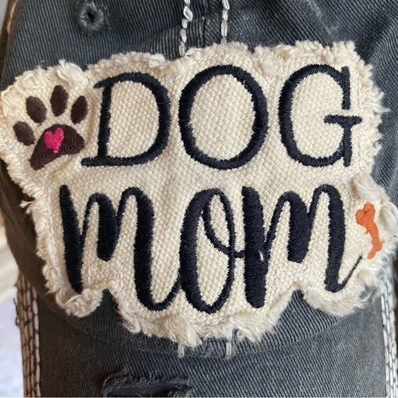 Dog Mom Distressed Baseball Cap Hat - Picture 4 of 10